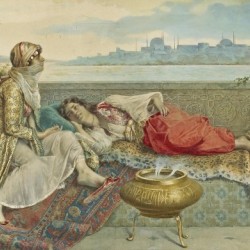 Two harem girls on a terrace Constantinople